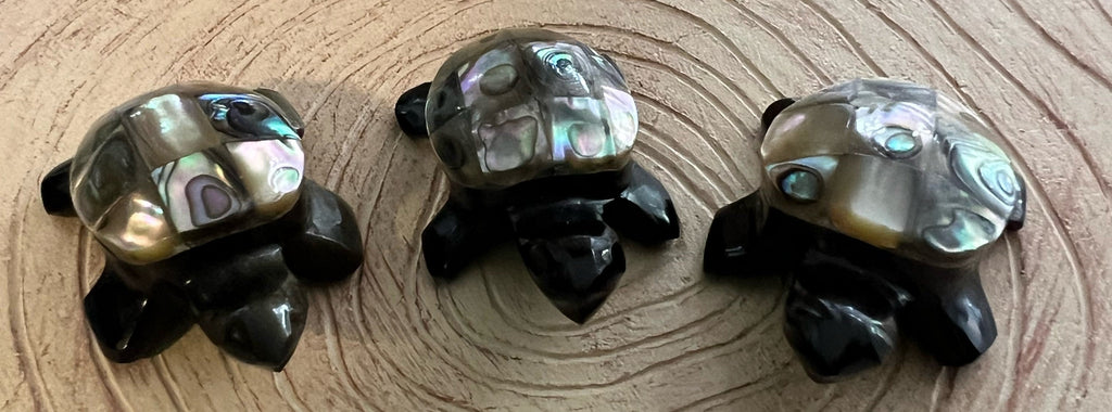 Turtle with Multi-coloured Shell - Black Obsidian #4