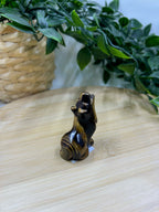 Tigers Eye Quartz Howling Wolf Carving