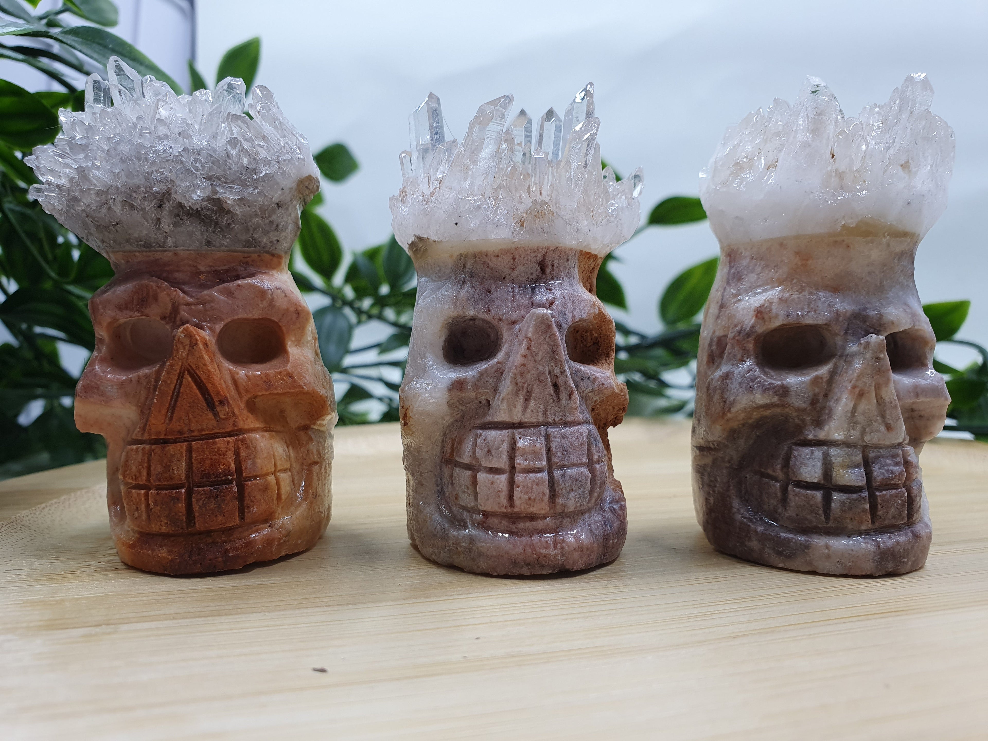 Clear Quartz Skull Head Cluster
