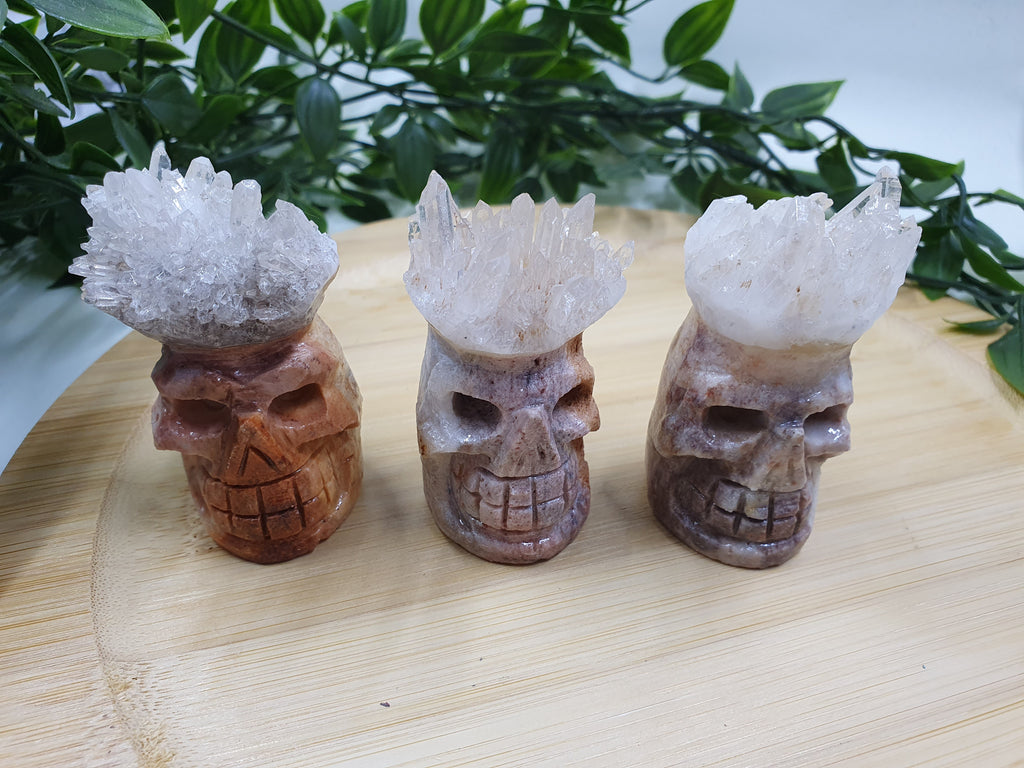 Clear Quartz Skull Head Cluster
