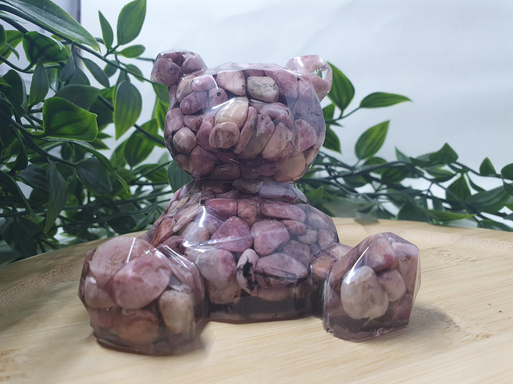Rhodonite Crystal Chip Resin Bear #1