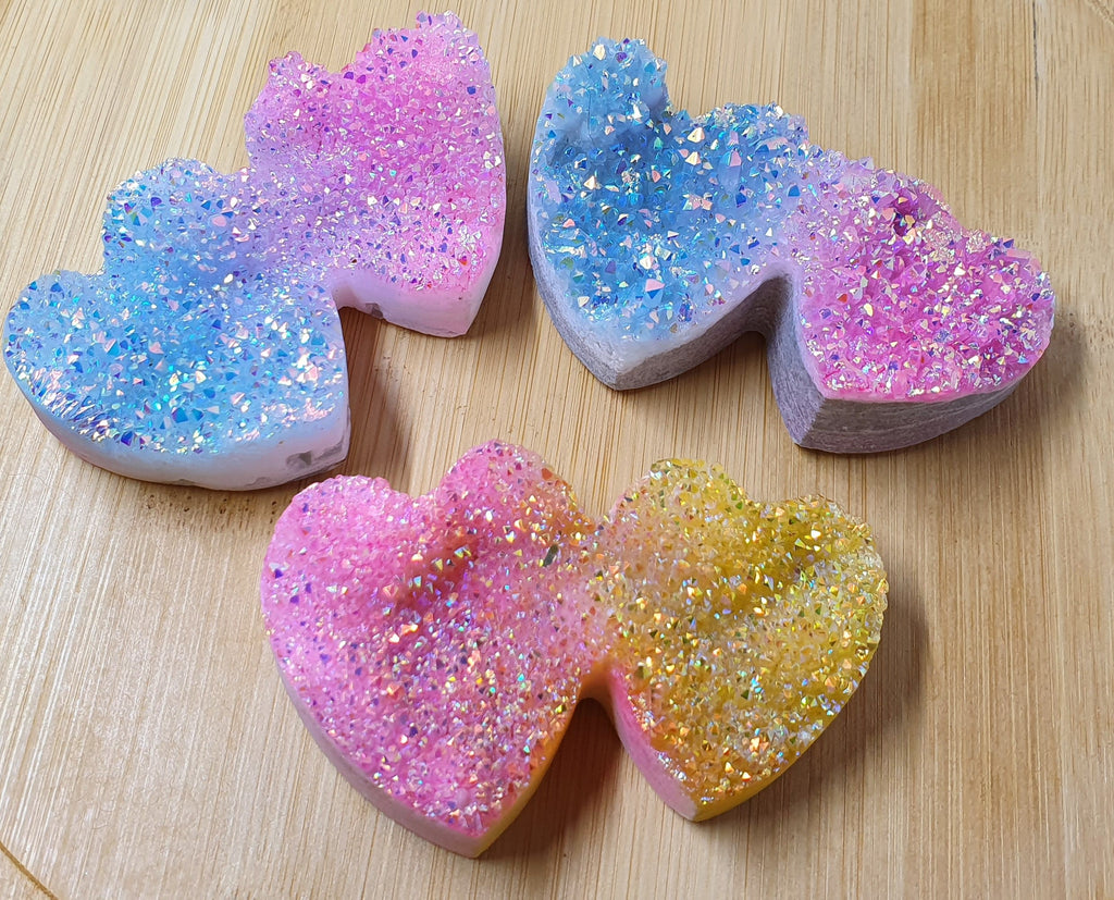 Aura Quartz Double Hearts Carving