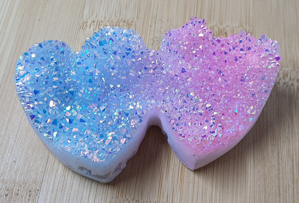 Aura Quartz Double Hearts Carving