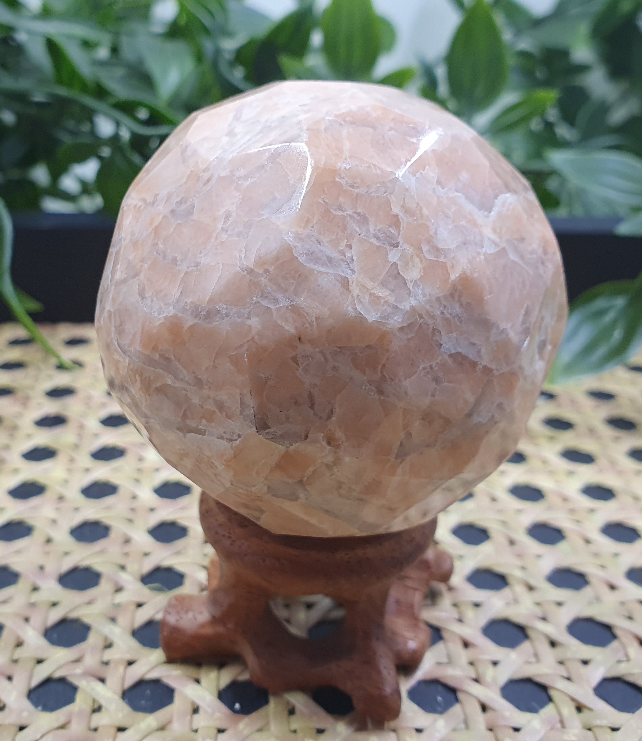Peach Moonstone Faceted Sphere #1