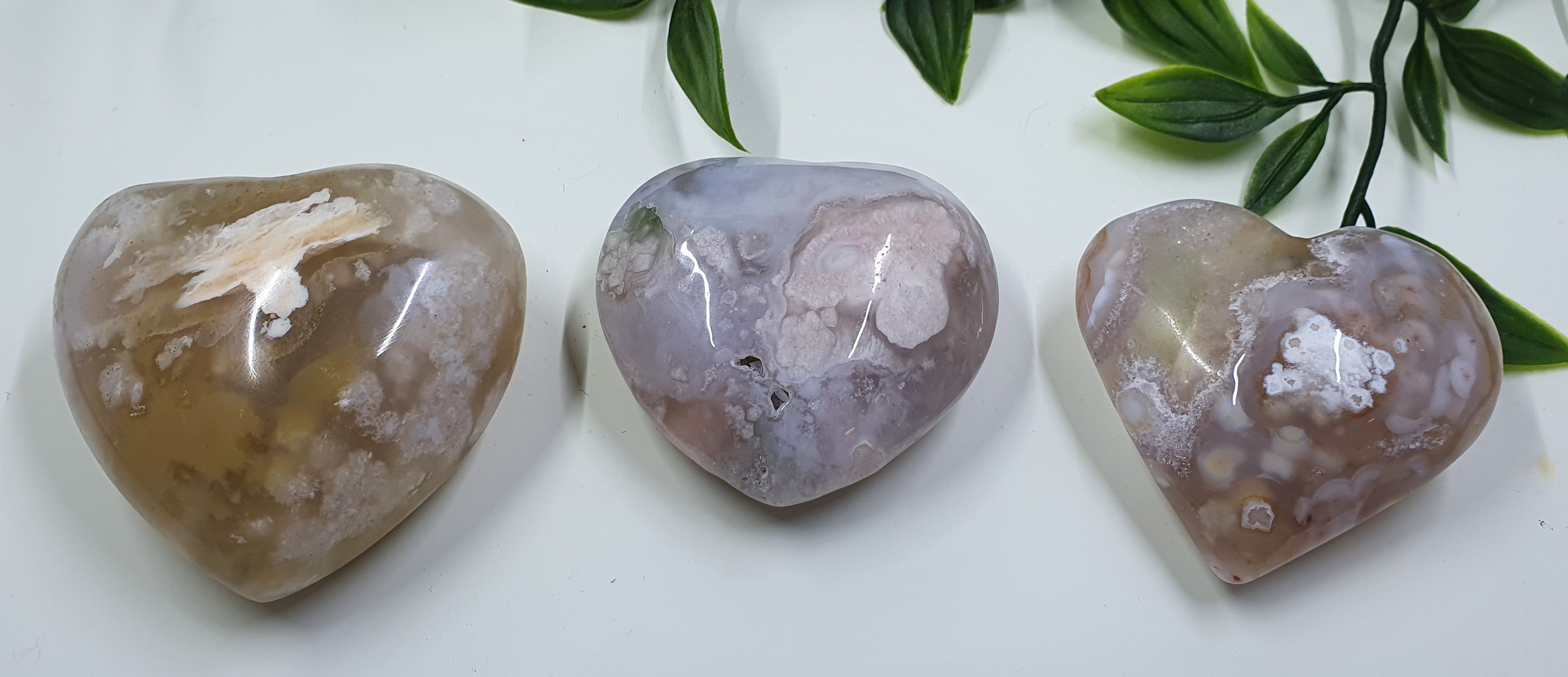 Flower Agate Hearts