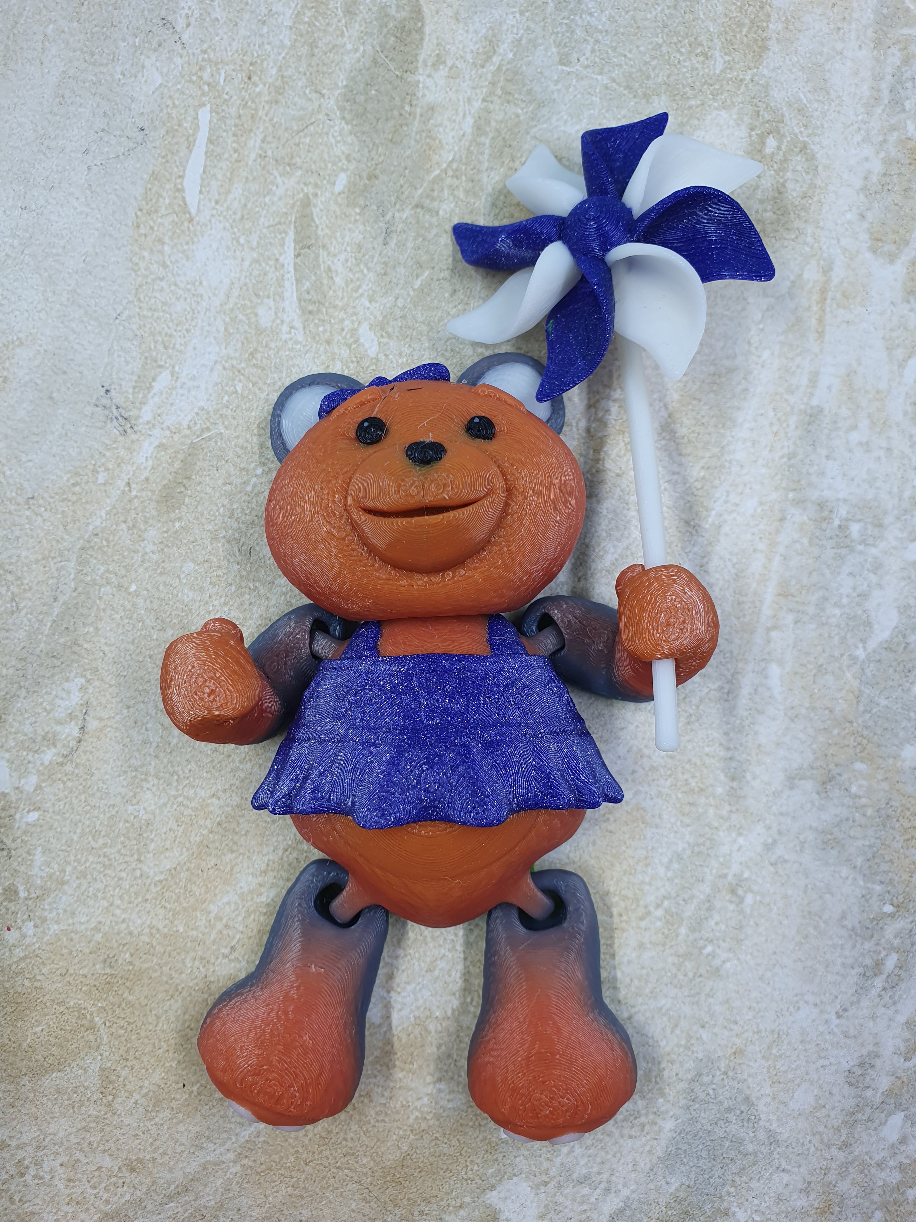 Teddy Bear - Girl with Pinwheel