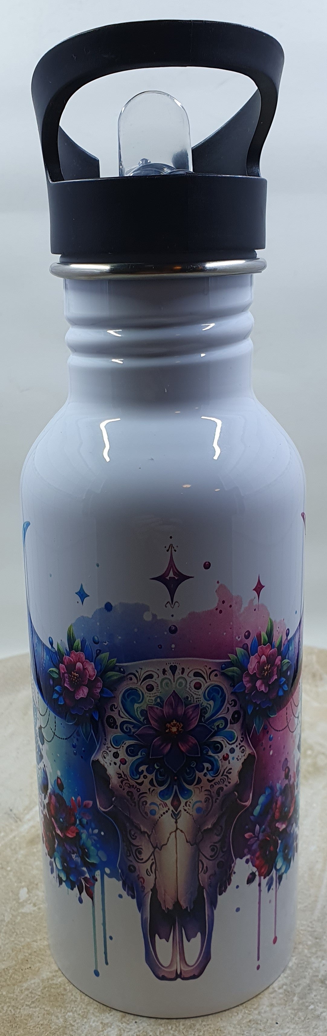 "Mandala Skull" Water Bottle (Rainbow)