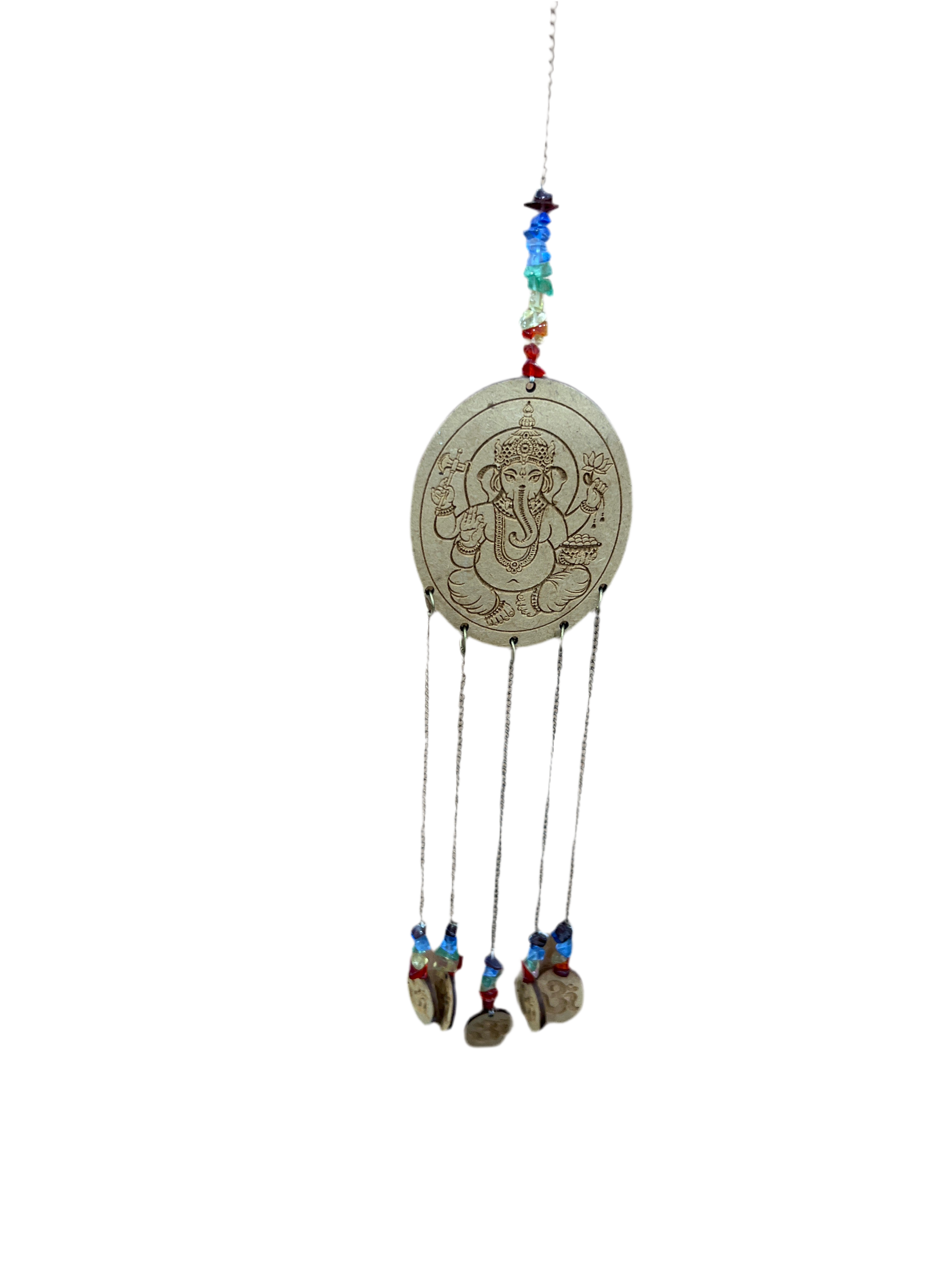 Wooden Patterned Disc Windchimes