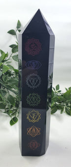 Black Obsidian Chakra Tower