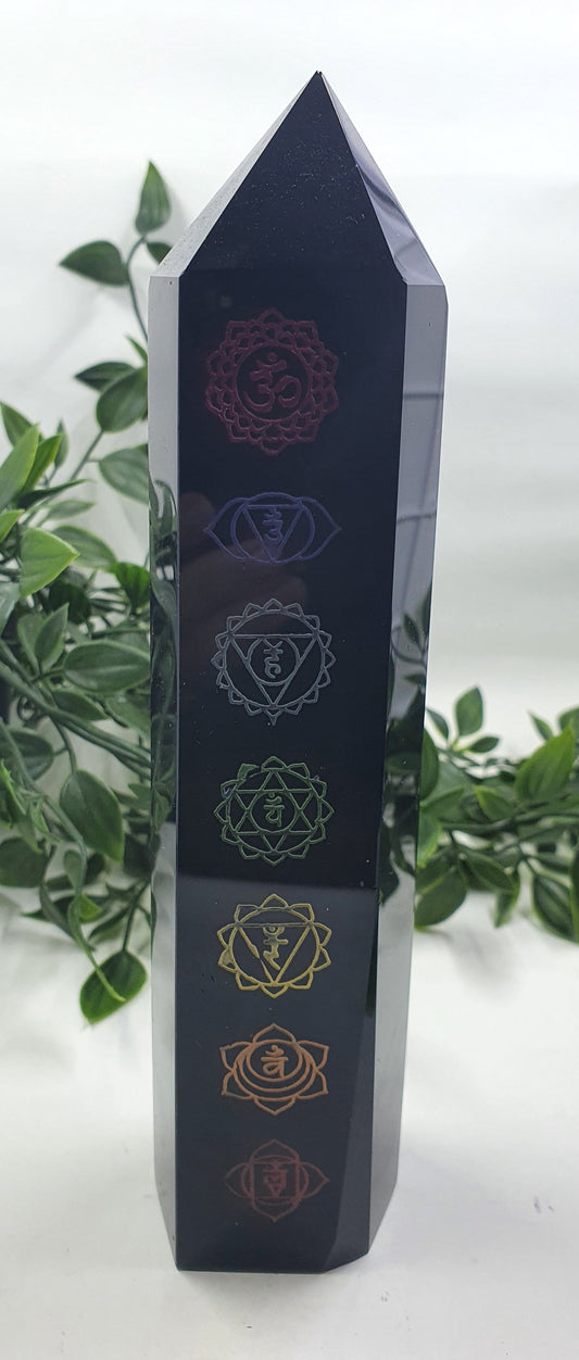 Black Obsidian Chakra Tower #1