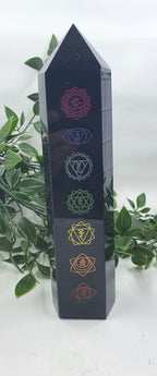 Black Obsidian Chakra Tower