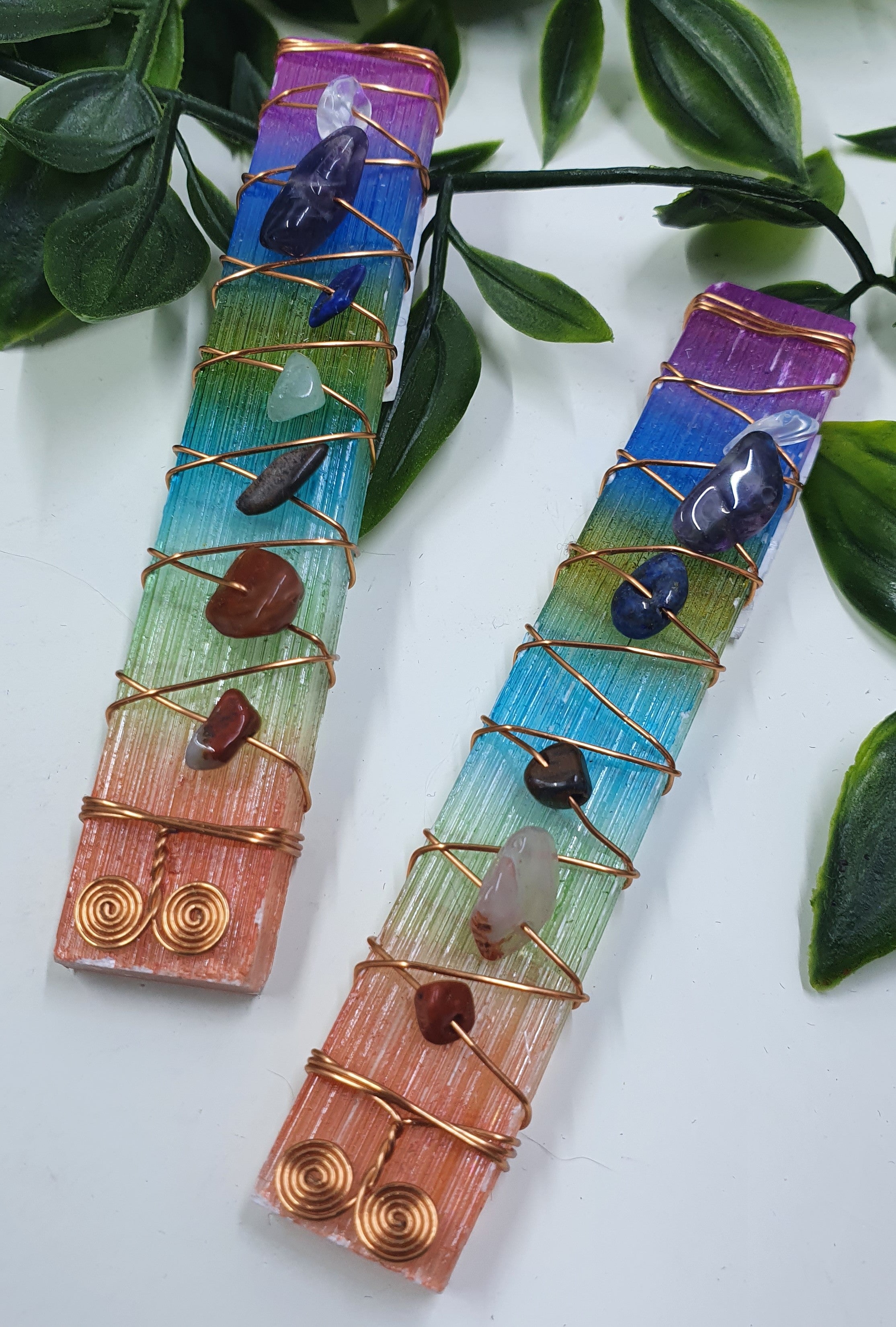 Selenite Colored Chakra Wands