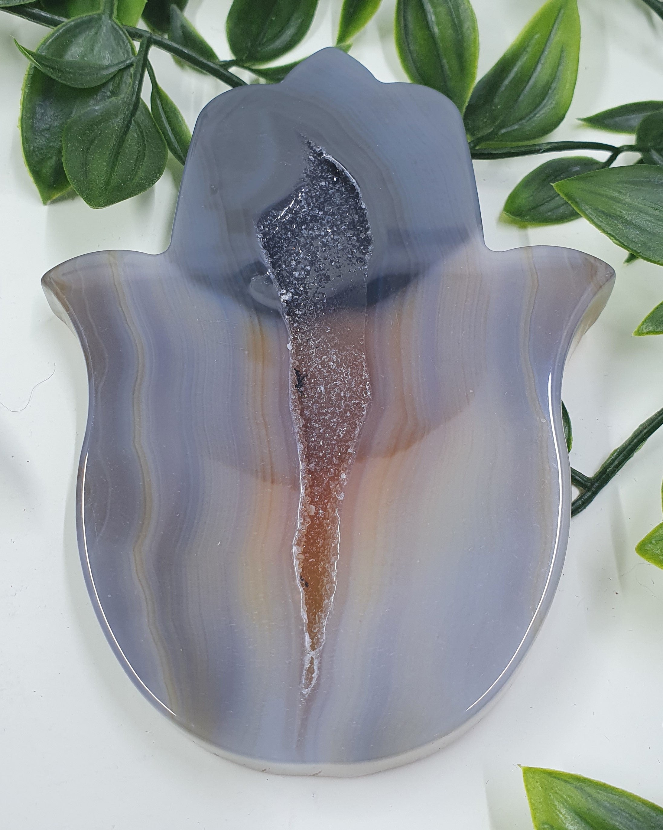 Druzy Agate Hamsa Hand