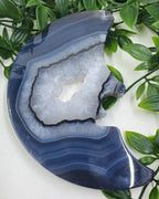Druzy Agate Moon Face Carving