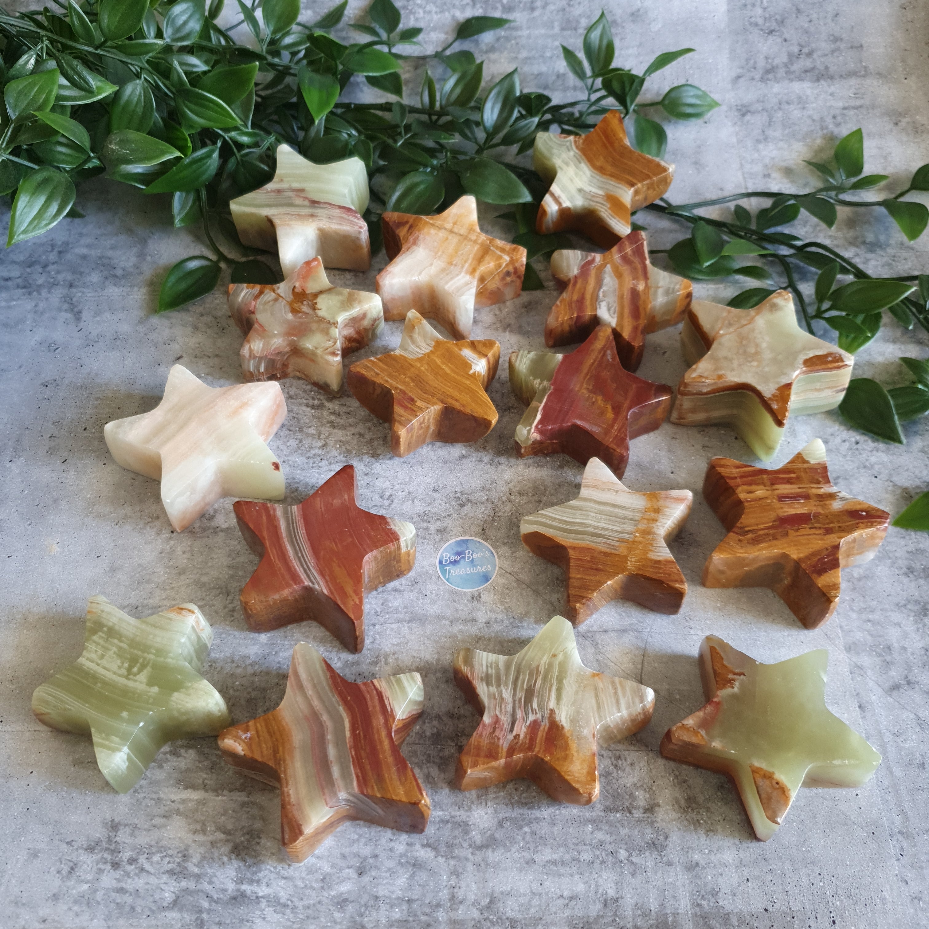 Green Onyx Star Carvings