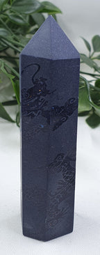 Blue Sandstone Dragon Etched Points