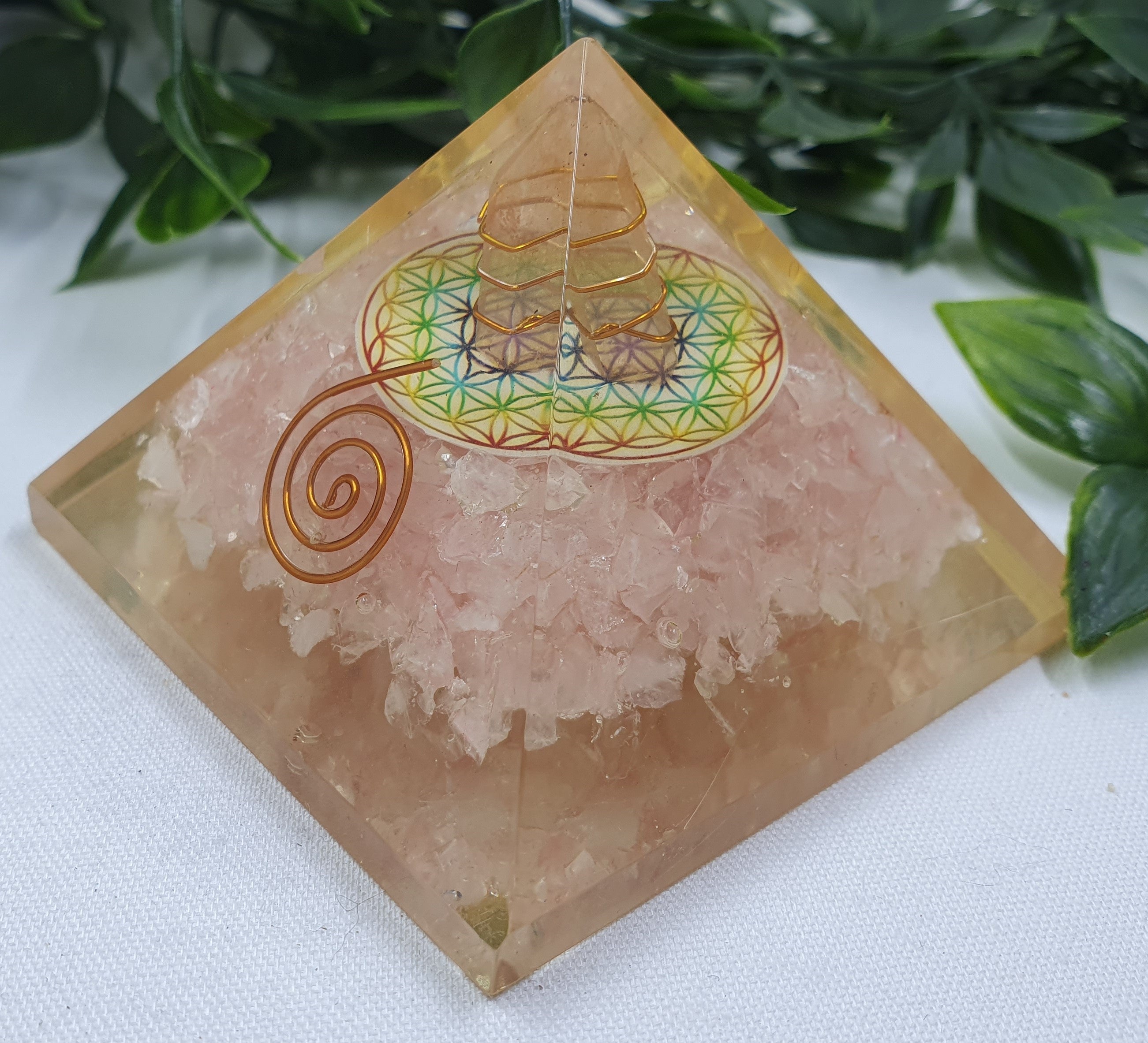 Rose Quartz Orgonite Pyramid #7