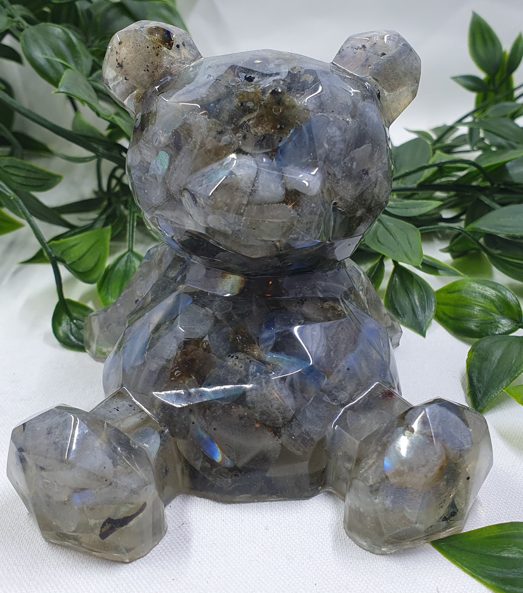Labradorite Crystal Chip Resin Bear #4