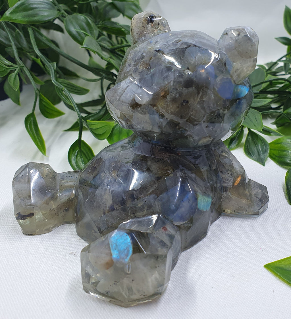 Labradorite Crystal Chip Resin Bear #4