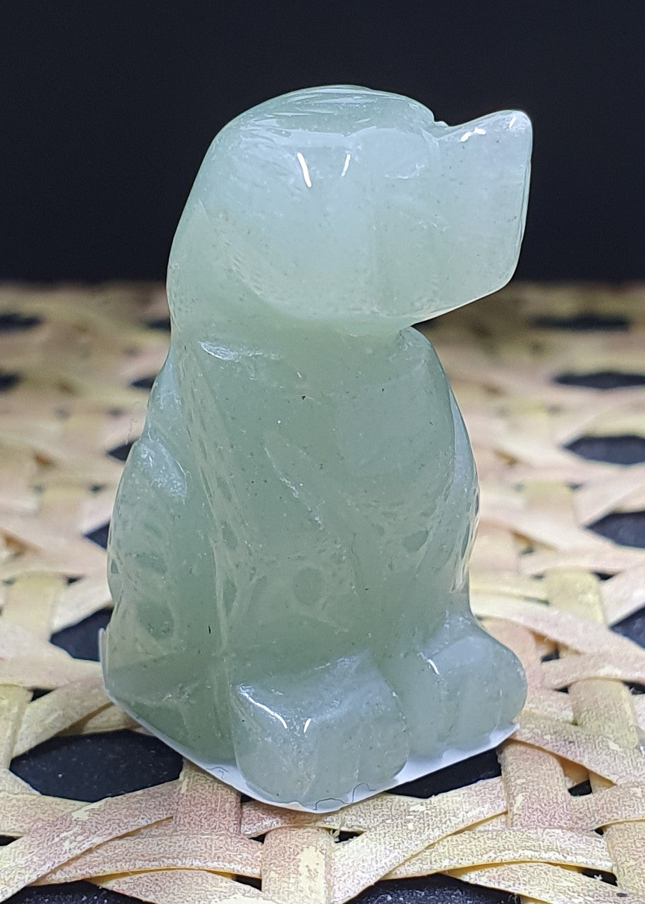 Green Aventurine Mini Dog Carving #1