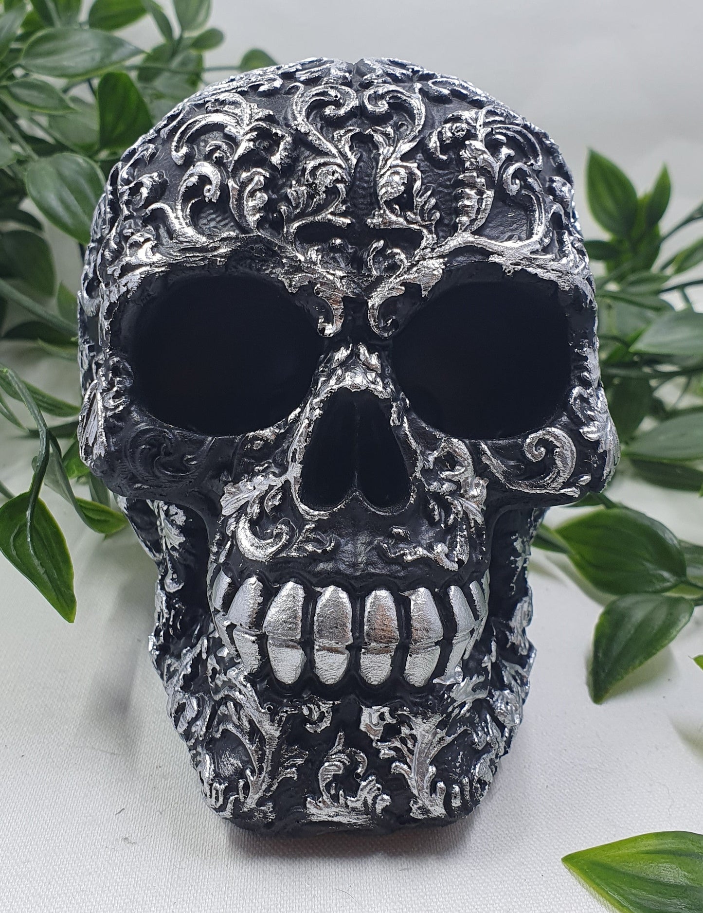 Black Skull in Silver Finish