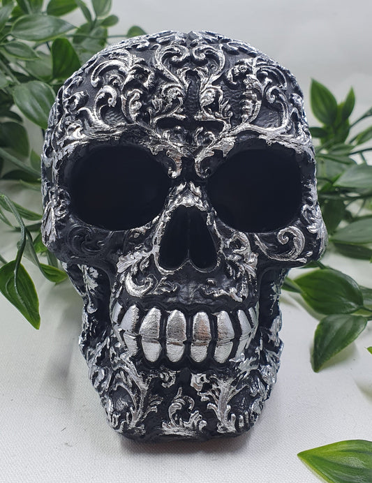 Black Skull in Silver Finish