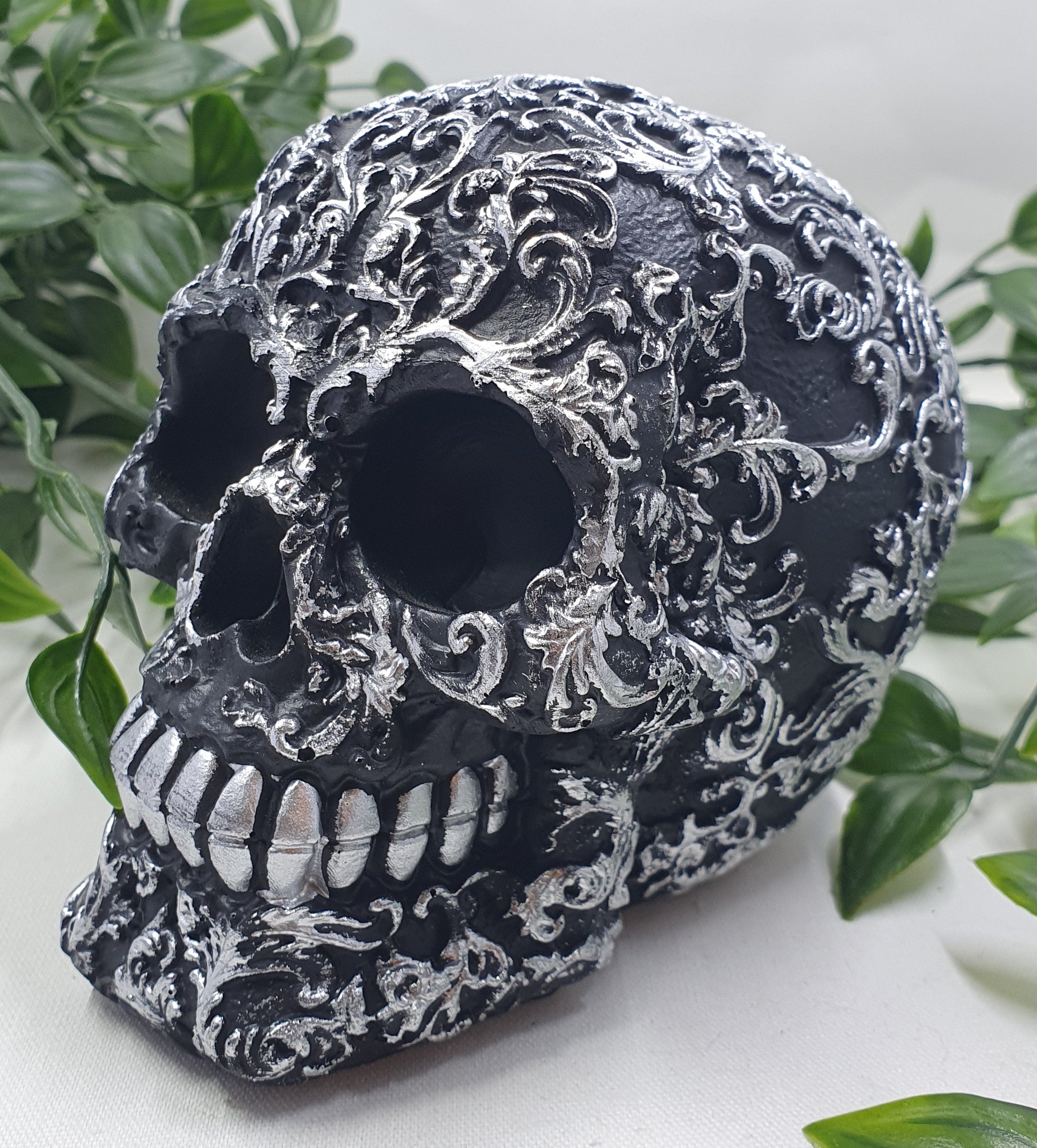 Black Skull in Silver Finish