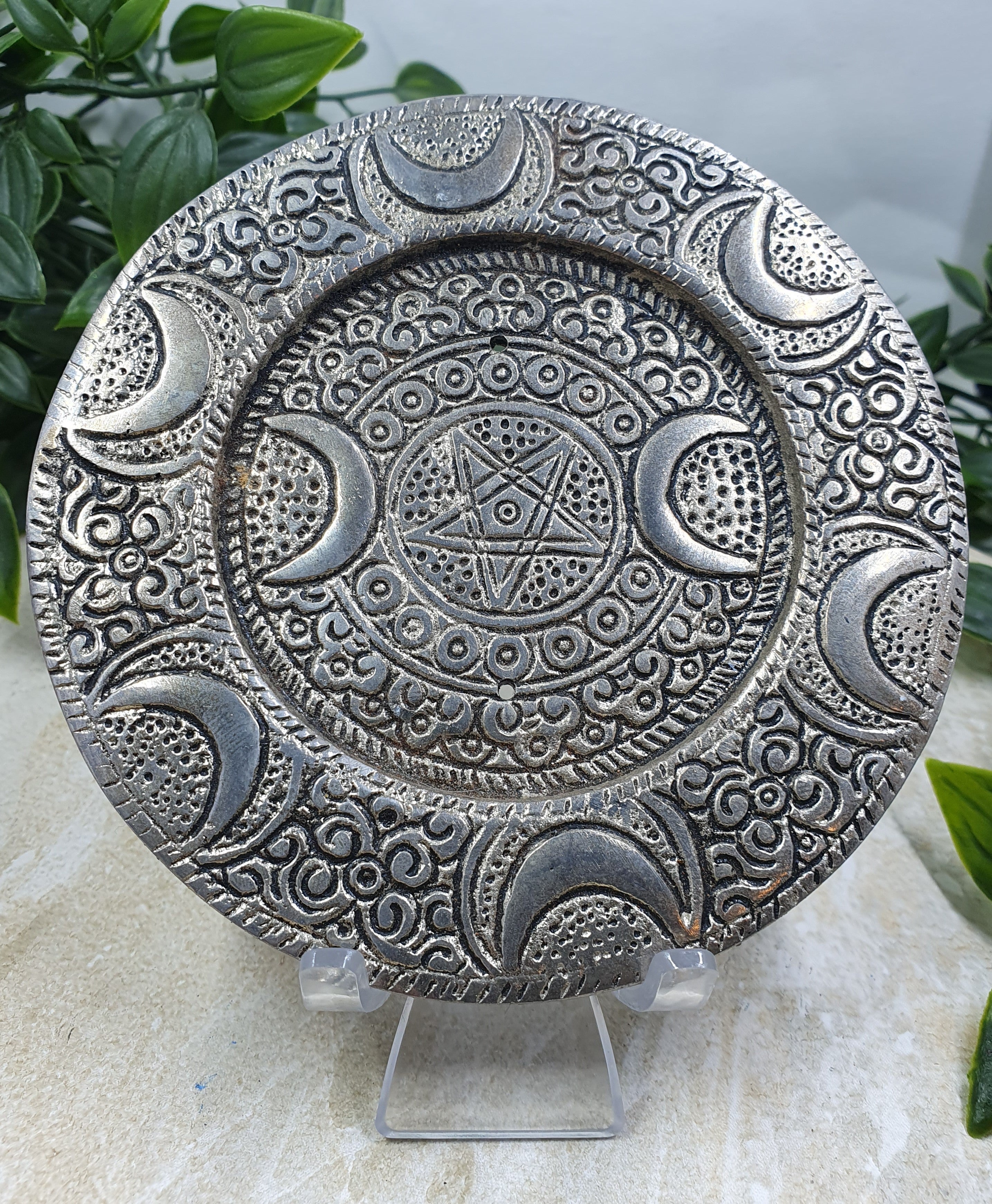 Triple Moon Pentacle Burner Holder