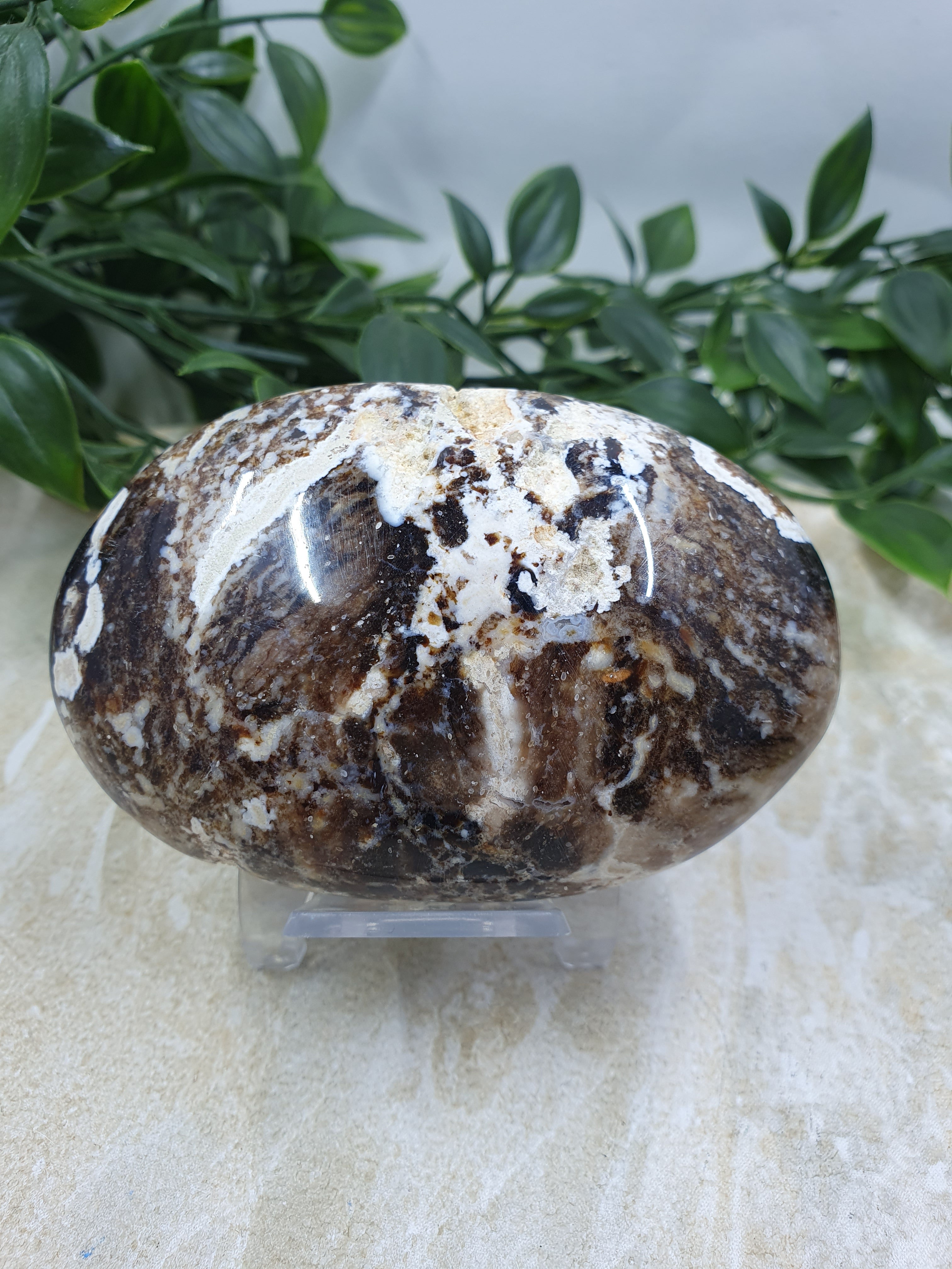 Chocolate Calcite Palm Stone #1