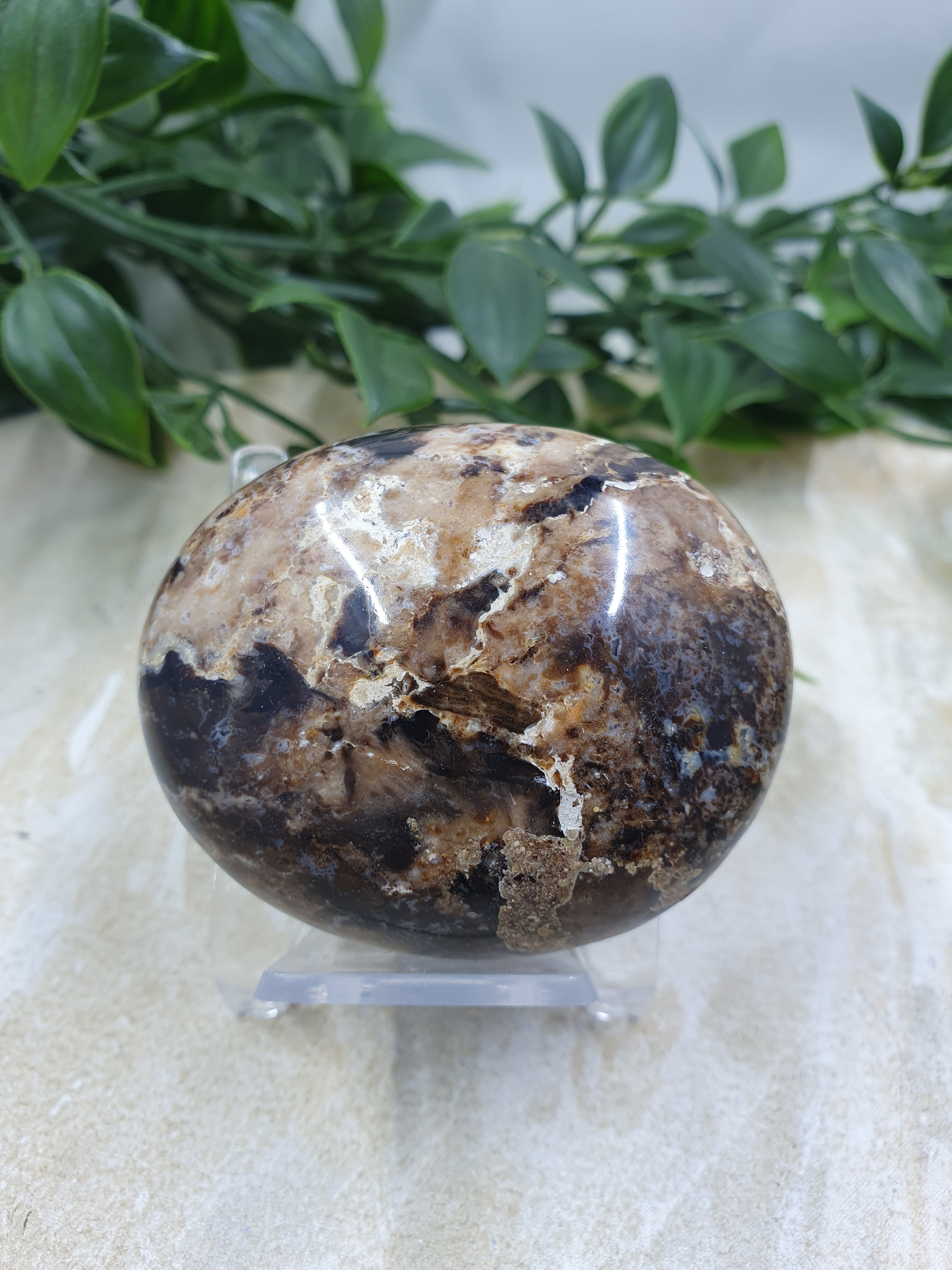 Chocolate Calcite Palm Stone #4