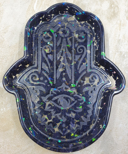 Hamsa Hand Crystal Chip Trinket Tray #1