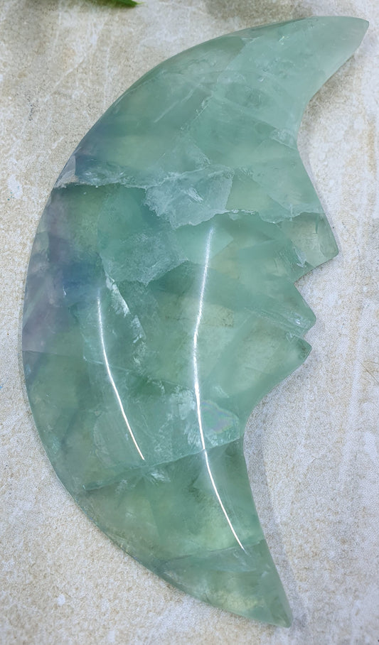 Fluorite Moon Face Carving