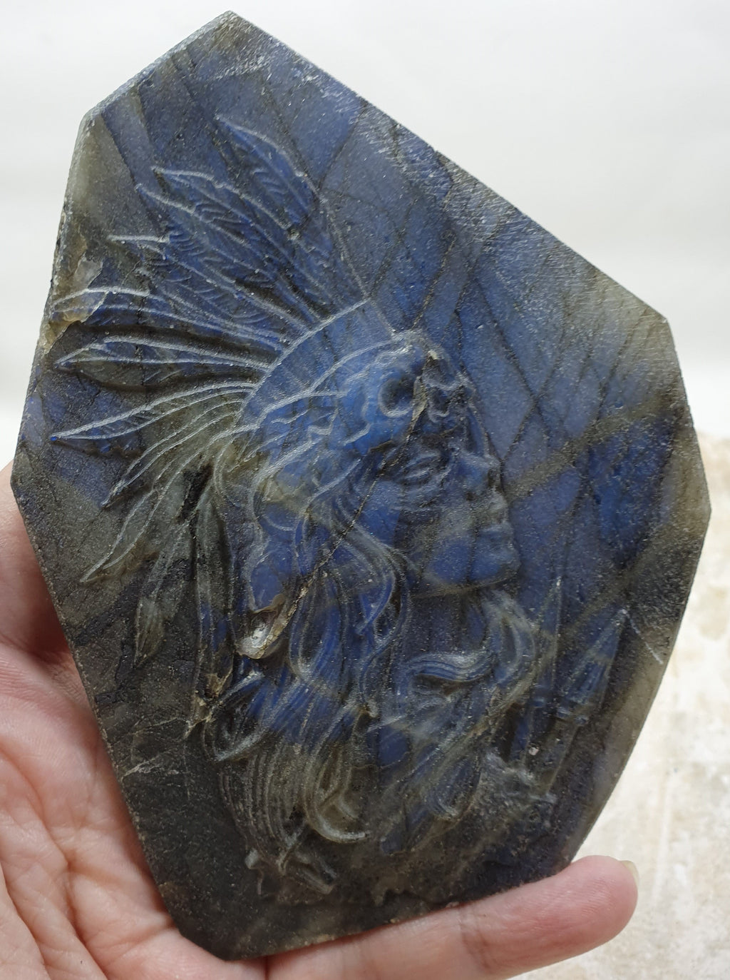 Labradorite Indian Carving