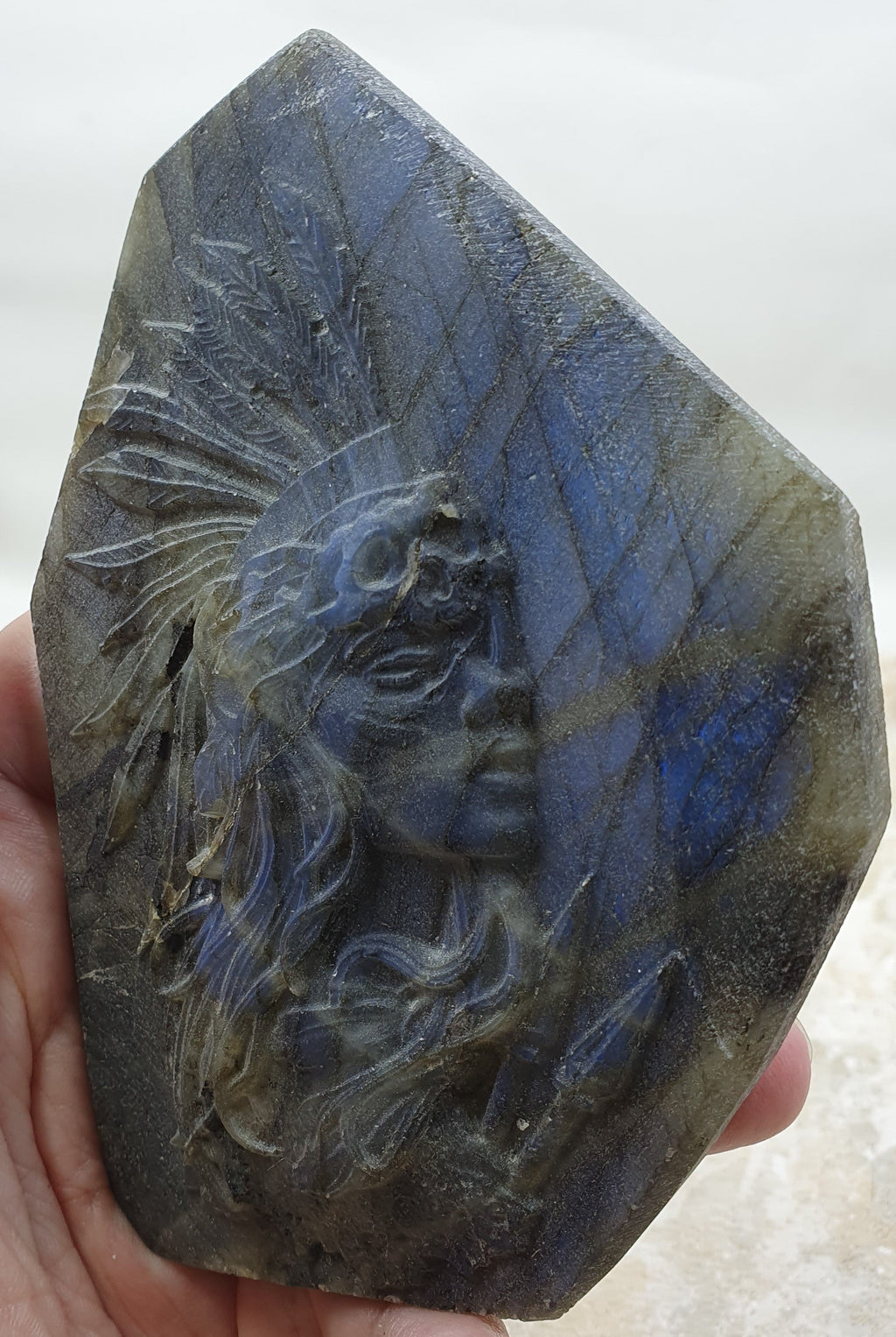 Labradorite Indian Carving
