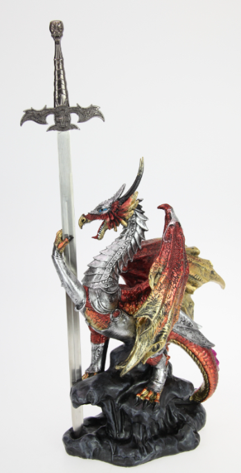 Dragon on Ledge with Sword