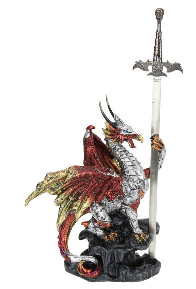Dragon on Ledge with Sword