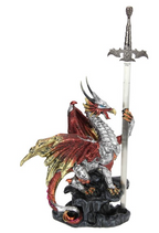 Dragon on Ledge with Sword