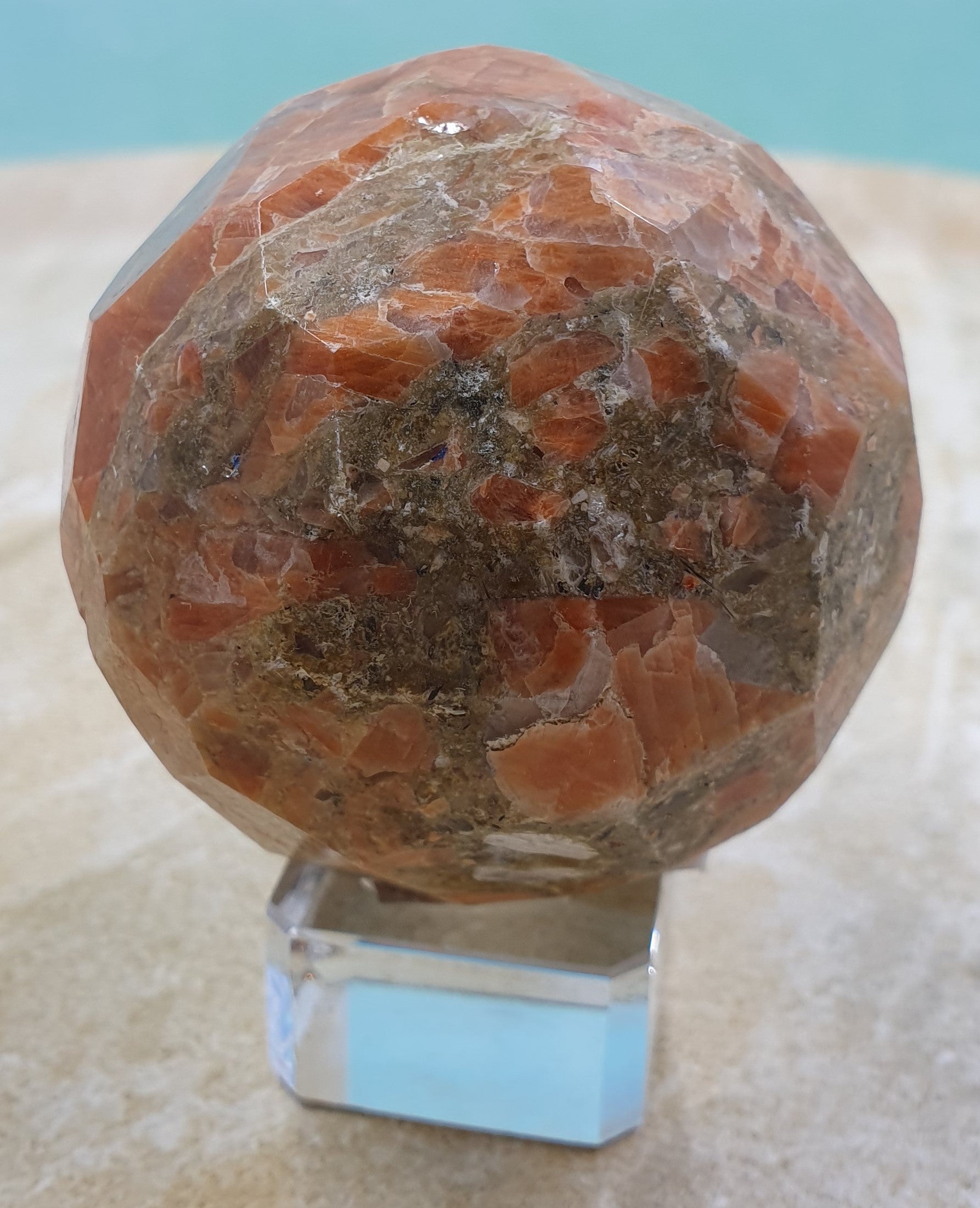 Peach Moonstone Faceted Sphere #3