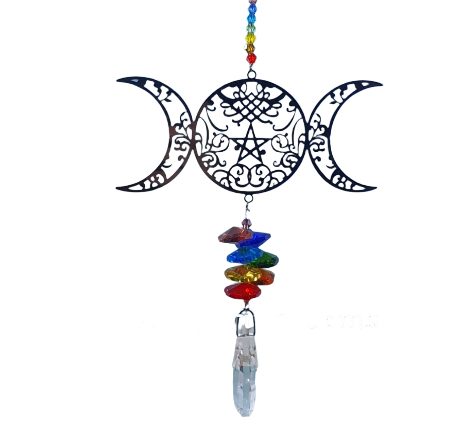Crystal Laser Cut Triple Moon Suncatcher