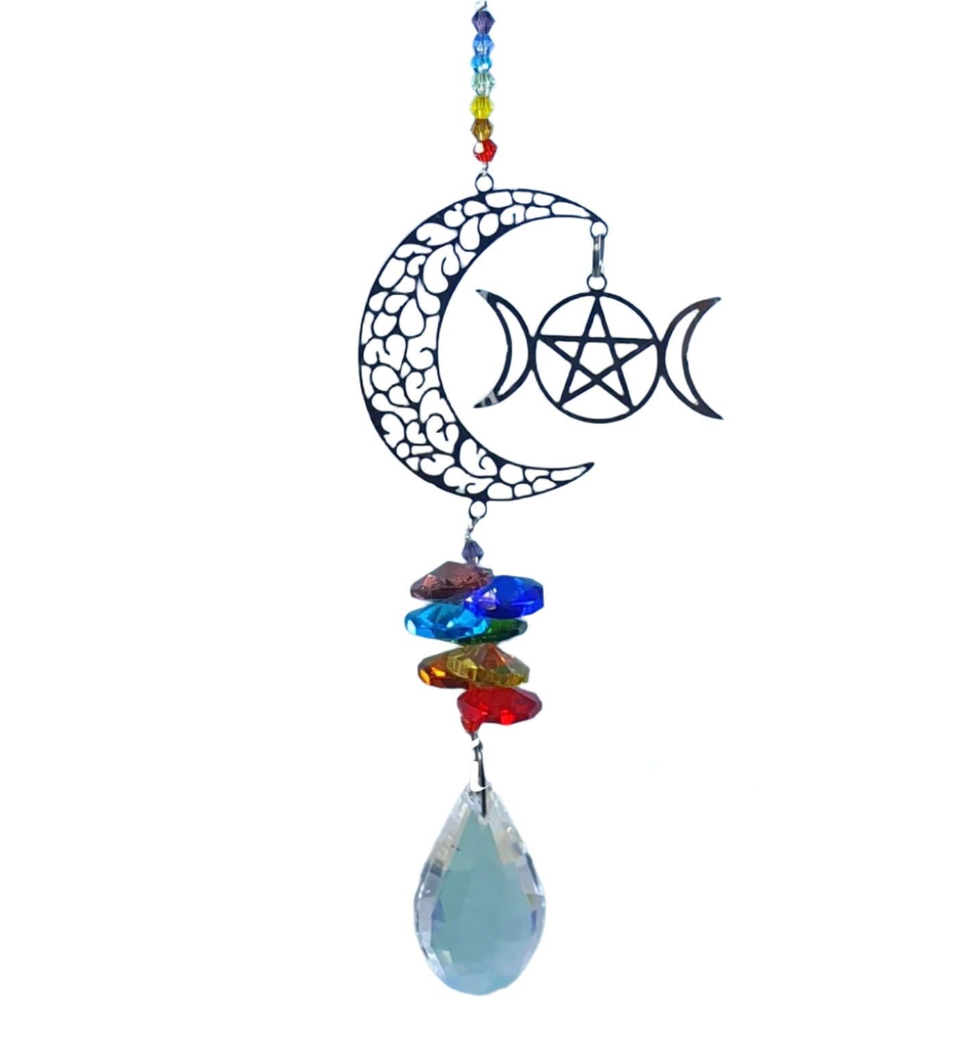 Crystal Laser Cut Half Moon with Triple Moon Suncatcher