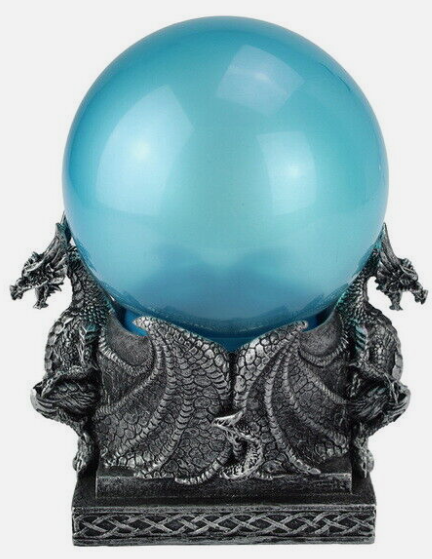 Silver Dragon with Light up Blue Ball