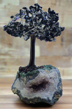Black Obsidian on Amethyst Base Gem Tree