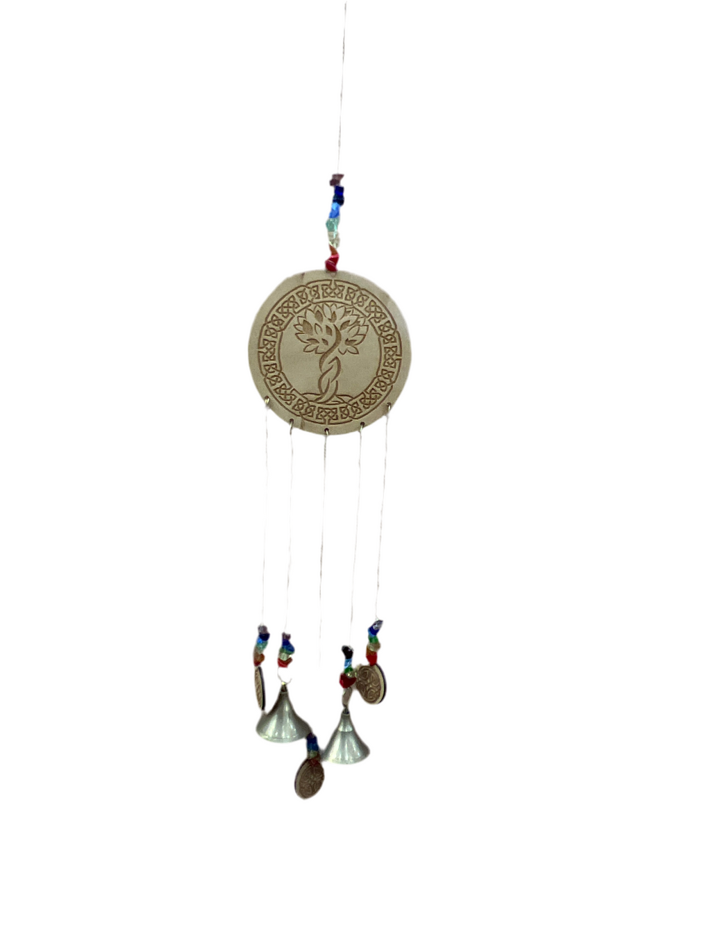 Wooden Patterned Disc Windchimes