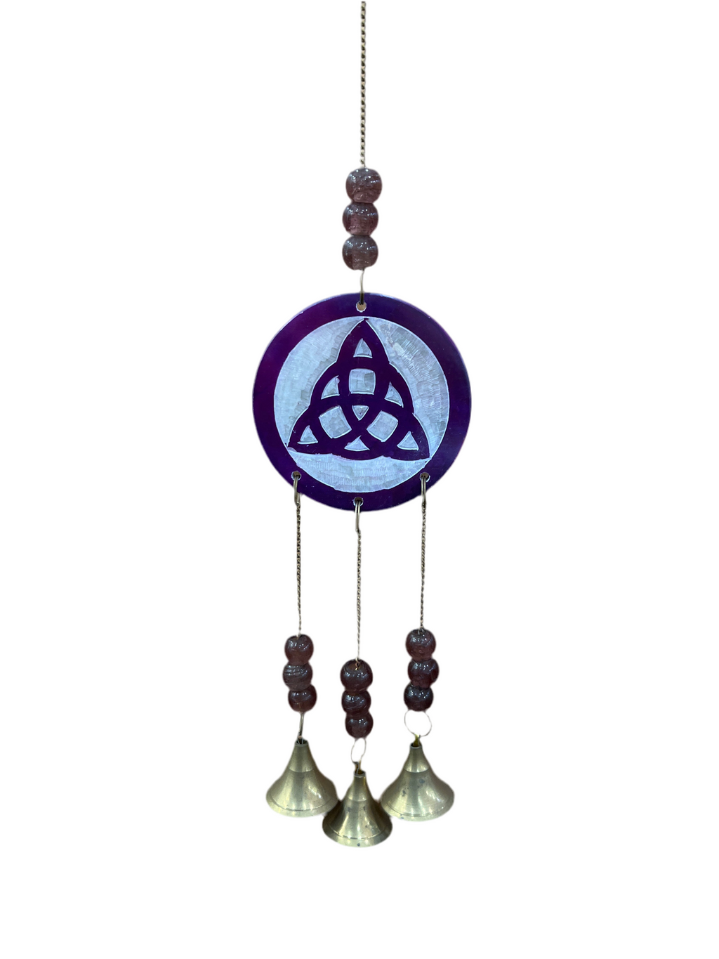 Patterned Round Disc Brass Bell Wind Chimes