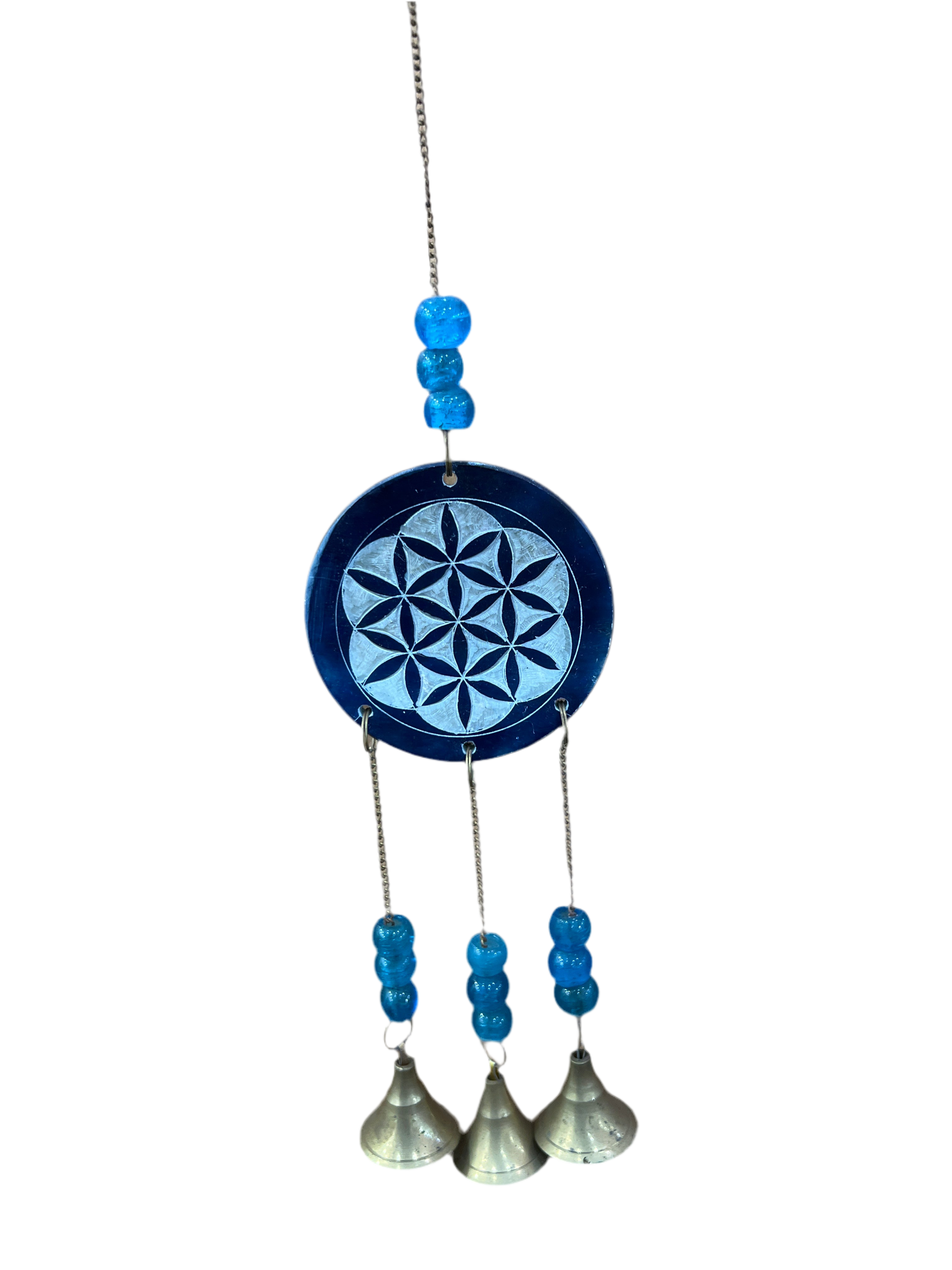 Patterned Round Disc Brass Bell Wind Chimes