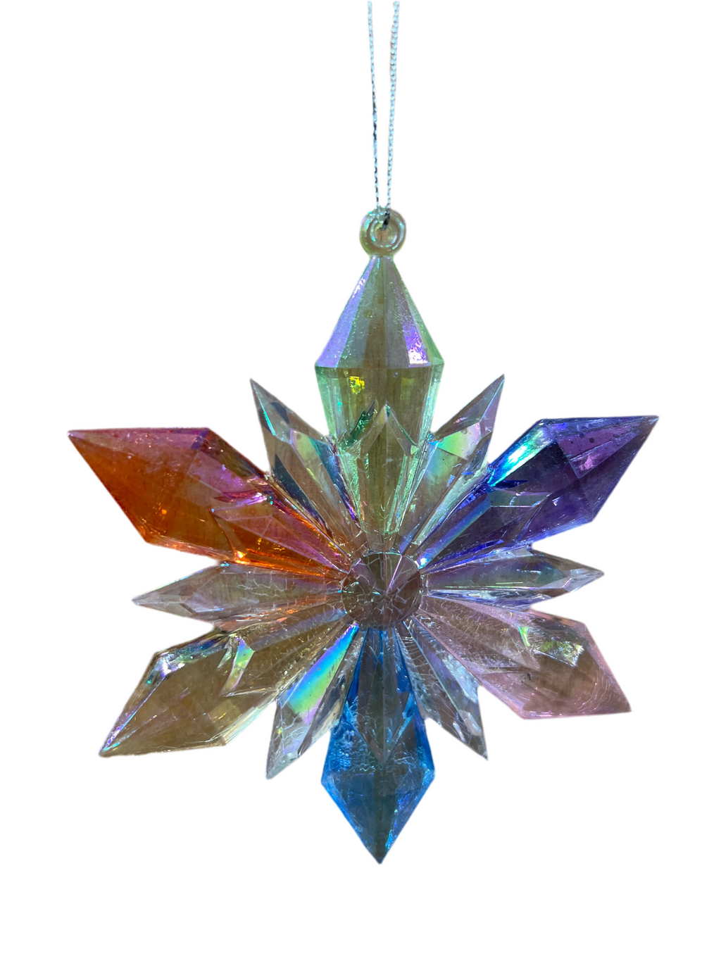 Rainbow Pearlized Snow Flake Hangings