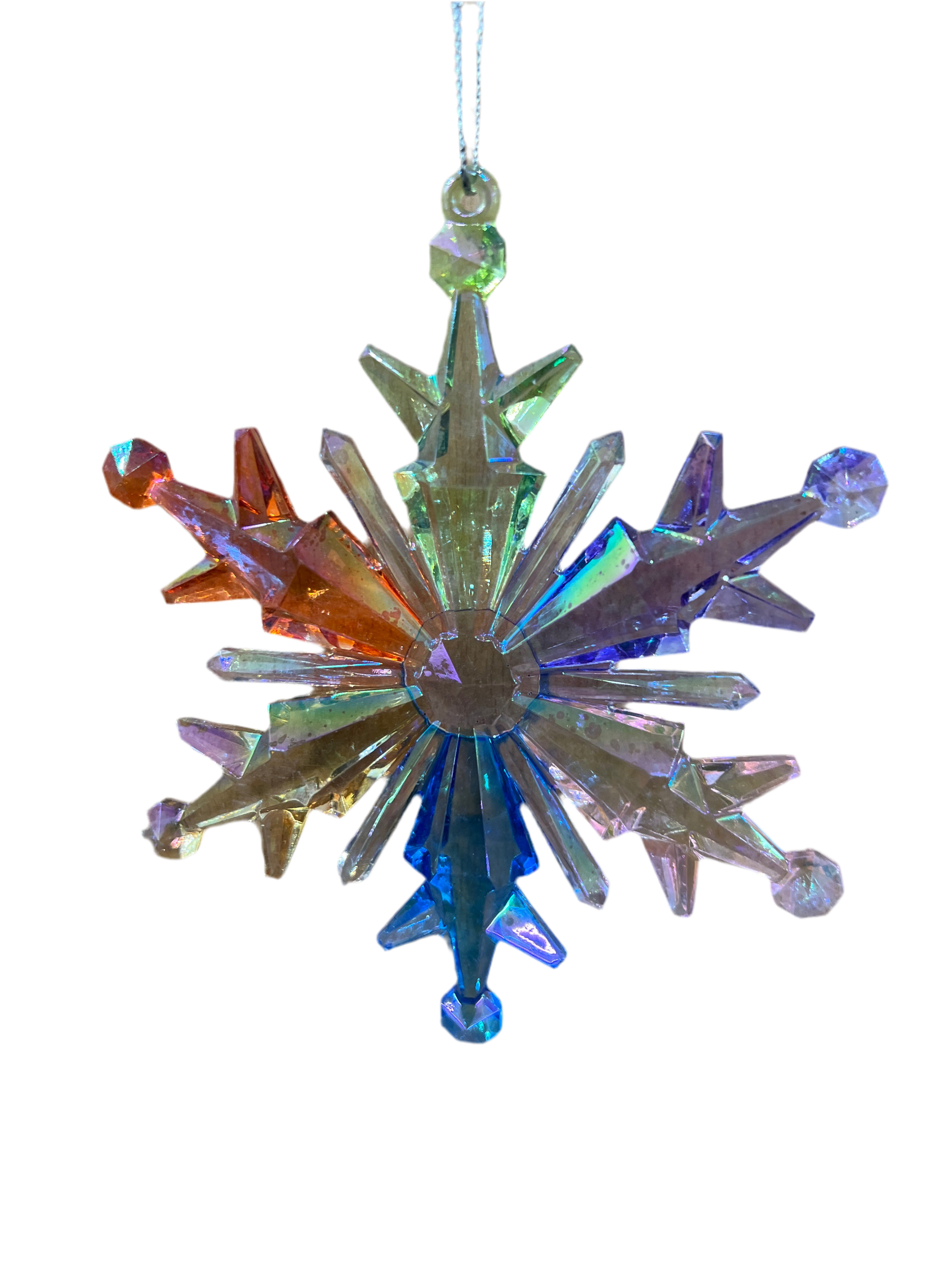 Rainbow Pearlized Snow Flake Hangings