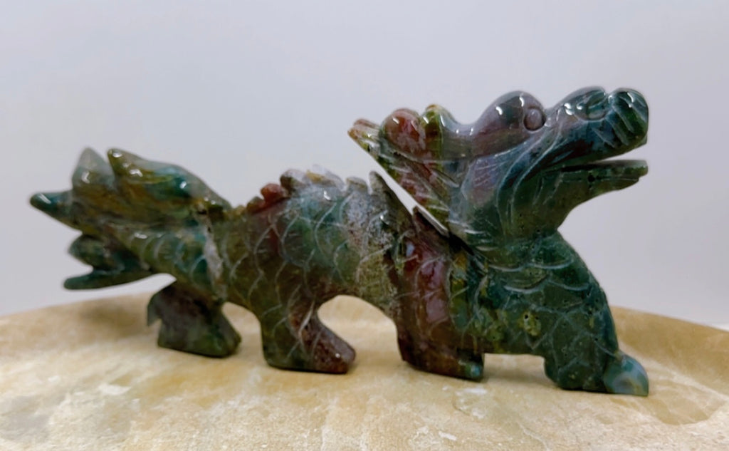 Ocean Jasper Dragon Carving