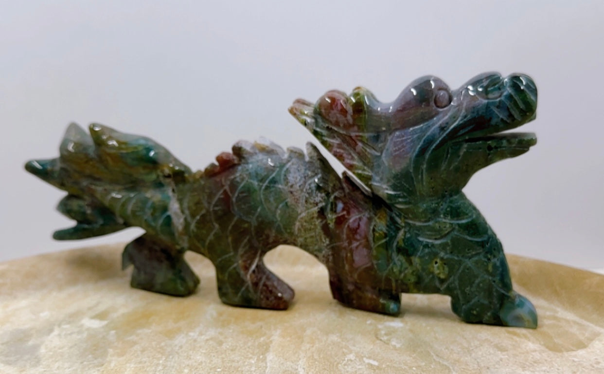 Ocean Jasper Dragon Carving