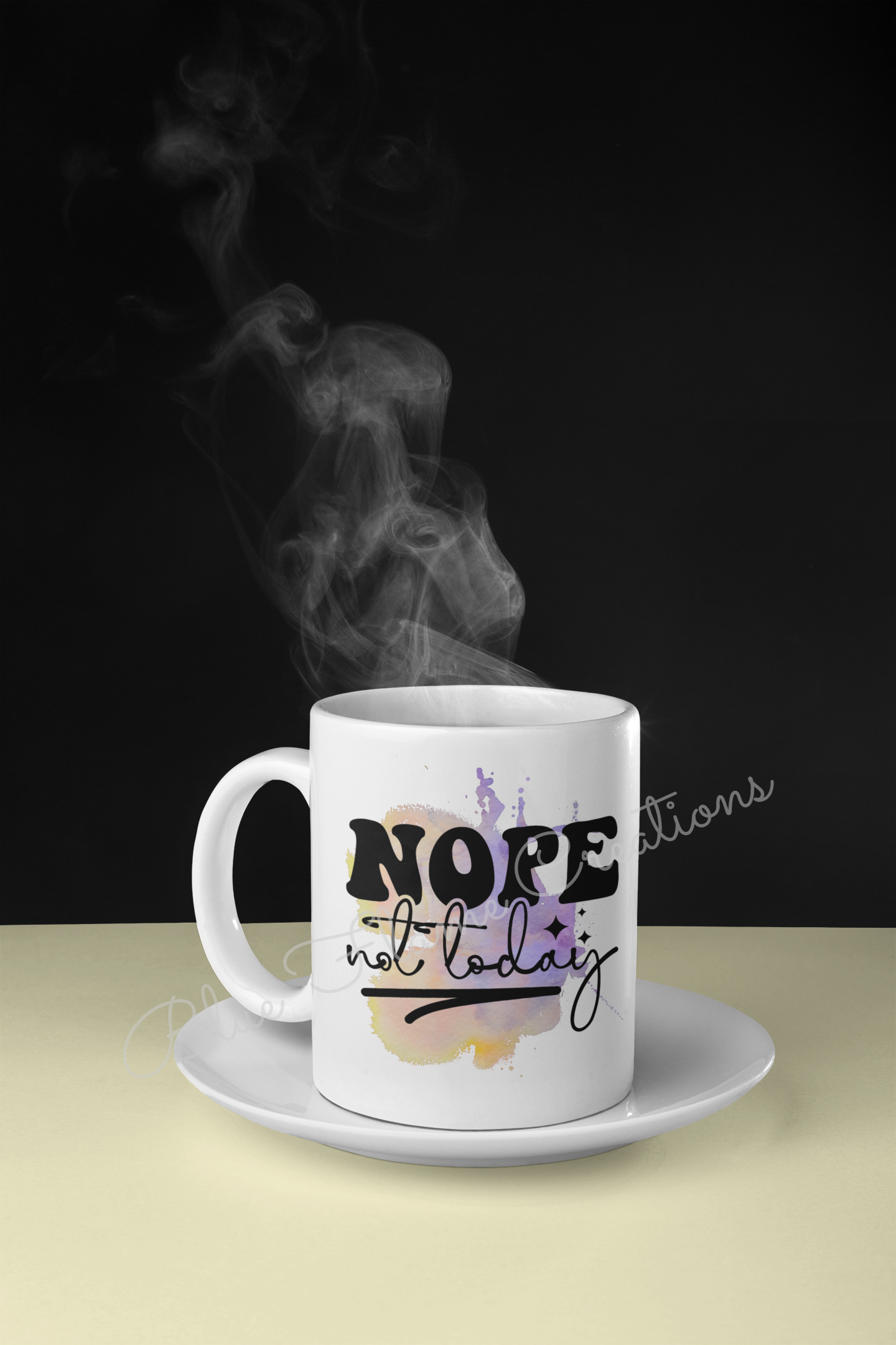 "Nope, Not Today" Mug (Purple/Yellow)